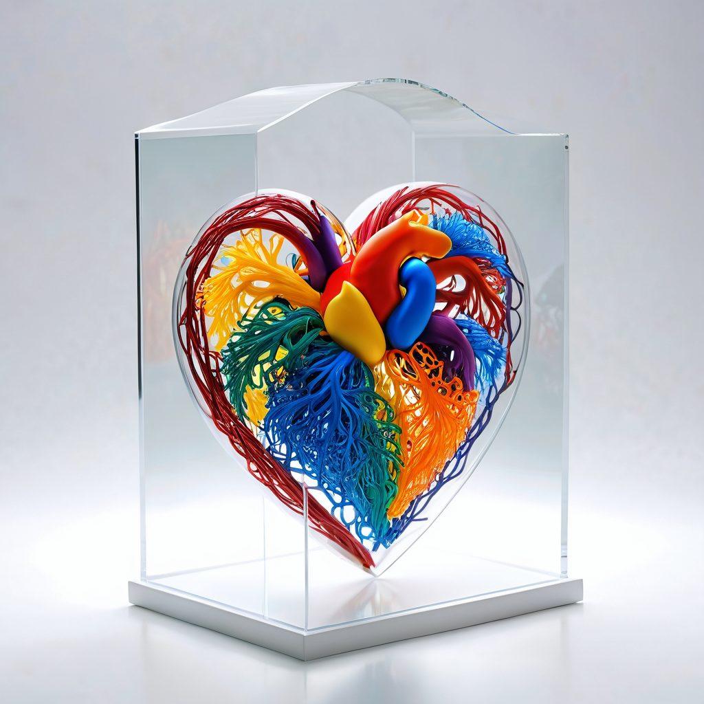 A heart encased in a protective shield, symbolizing relationship insurance, surrounded by diverse couples connected by colorful threads, representing various affectionate bonds, with soft, warm lighting creating an inviting atmosphere. super-realistic. vibrant colors. white background.