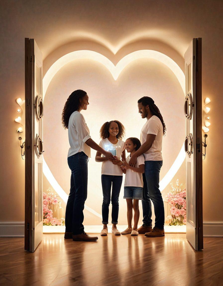 A warm family scene depicting diverse families spending quality time together, surrounded by symbols of protection like heart shapes and locks made of light. Incorporate elements representing life and relationship insurance, such as a shield with images of happy moments (weddings, family gatherings). The background should be soft and inviting with gentle pastel colors to evoke warmth and security. super-realistic. vibrant colors. soft lighting.